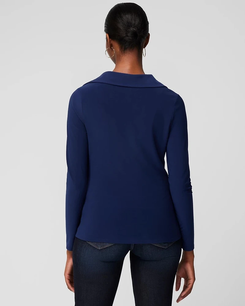 Collar Cowl Neck Long Sleeve Top