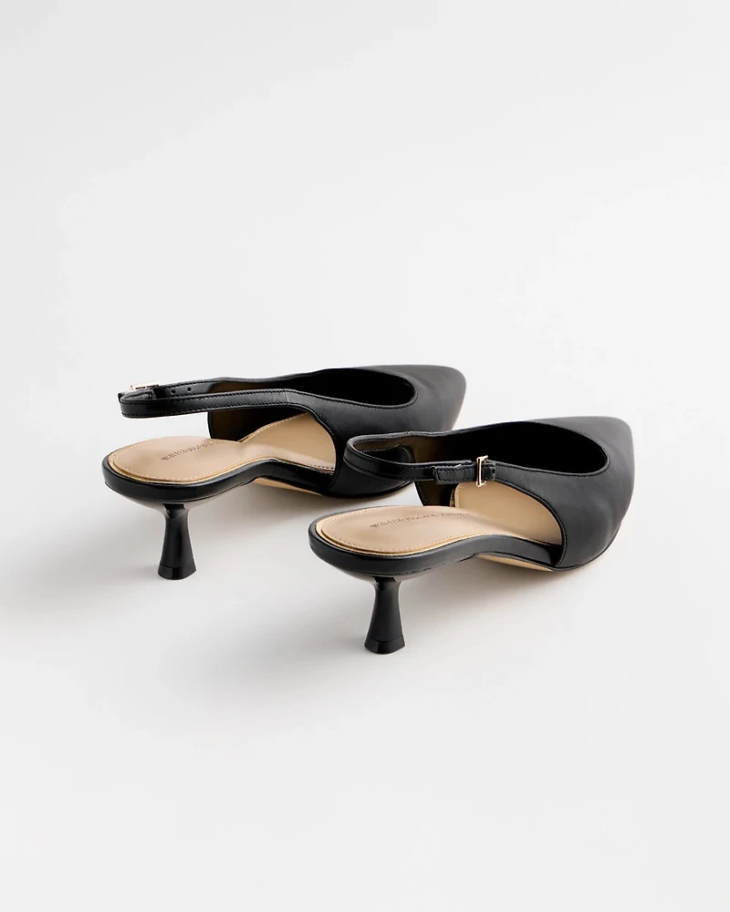 Leather Slingback Kitten Heel