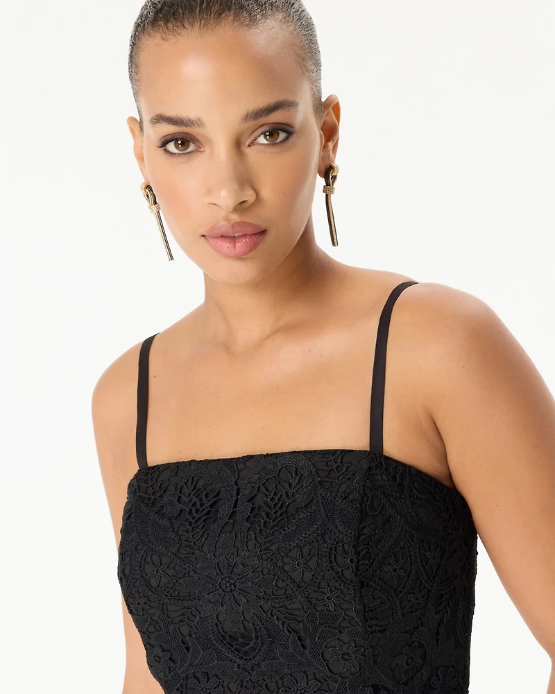 Strapless Lace Midi Dress