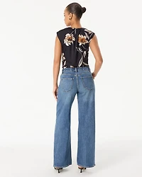 Petite High-Rise Twisted Seam Wide Leg Jeans