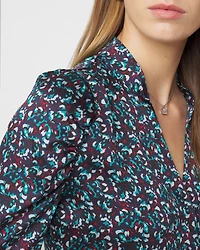 Y-Neck Ruched Shoulder Shirt