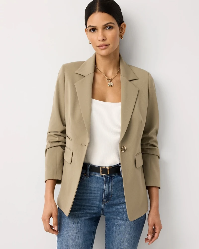 Ruched Sleeve Blazer