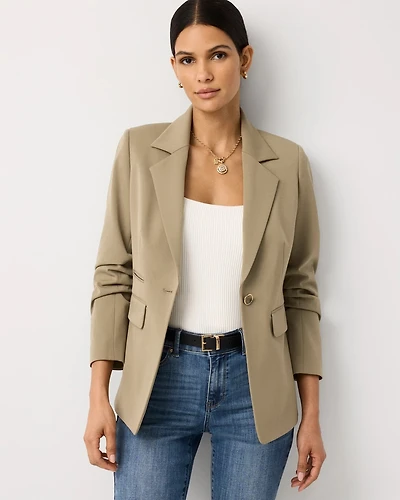 Ruched Sleeve Blazer