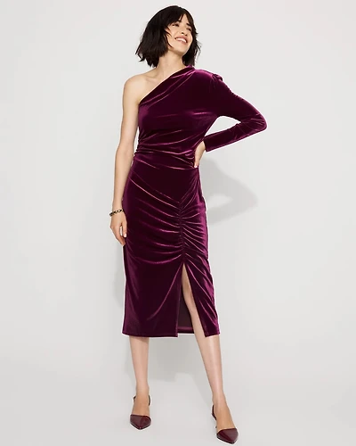 One-Shoulder Velvet Bodycon Dress