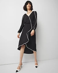 Petite Contrast Ruffle Midi Dress