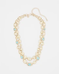 Turquoise + Gold Multistrand Necklace