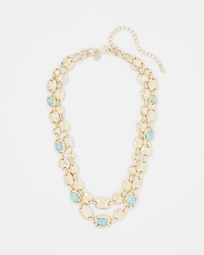 Turquoise + Gold Multistrand Necklace
