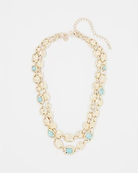 Turquoise + Gold Multistrand Necklace
