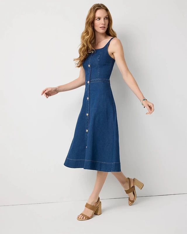 denim slip dress Lil Legs Denim Maxi Slip Dress