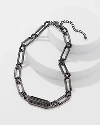 Hematite + Pavé Bar Necklace