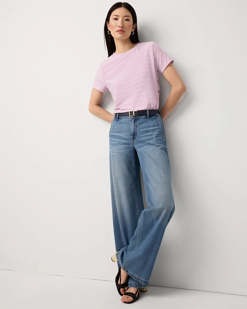 Jacquard Side Button Tee