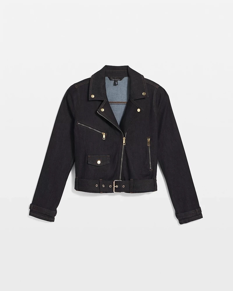 Petite Denim Moto Jacket