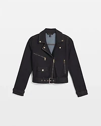 Petite Denim Moto Jacket