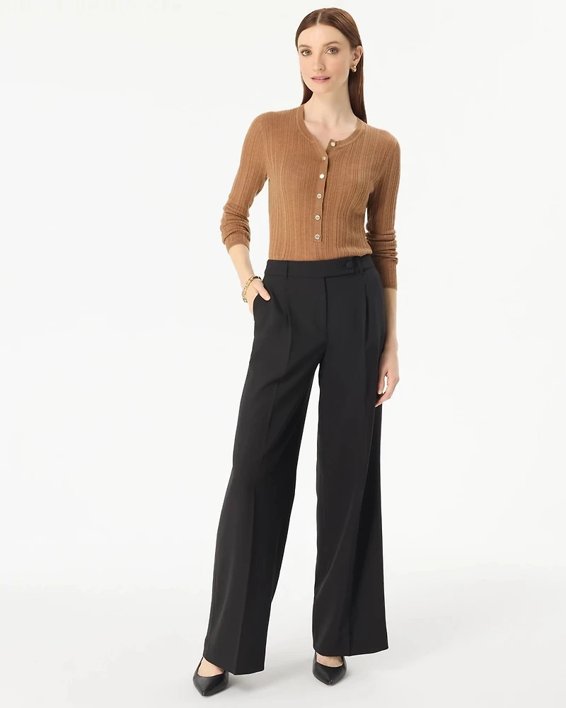 Crepe Pleated Wide Leg Pant