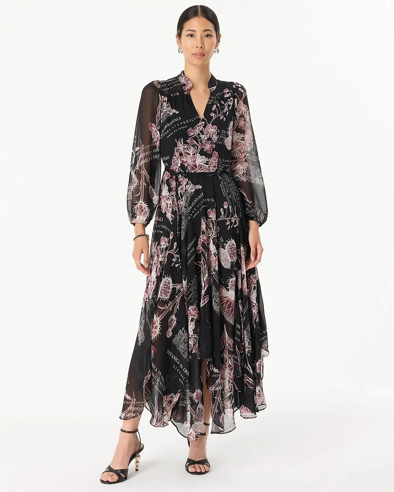 Handkerchief Hem Chiffon Midi Dress