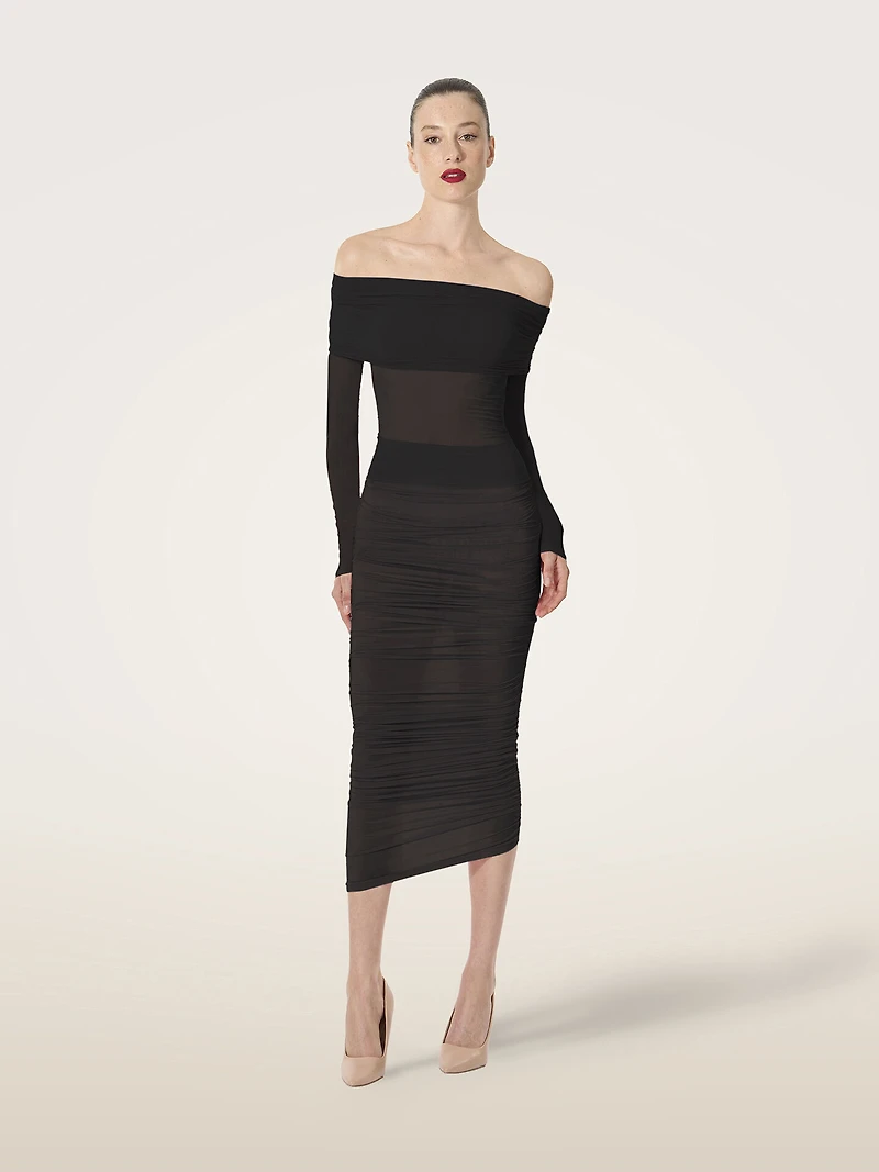 Sheer Drape Top Long Sleeves