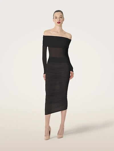 Sheer Drape Top Long Sleeves