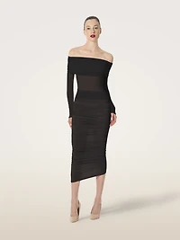 Sheer Drape Top Long Sleeves