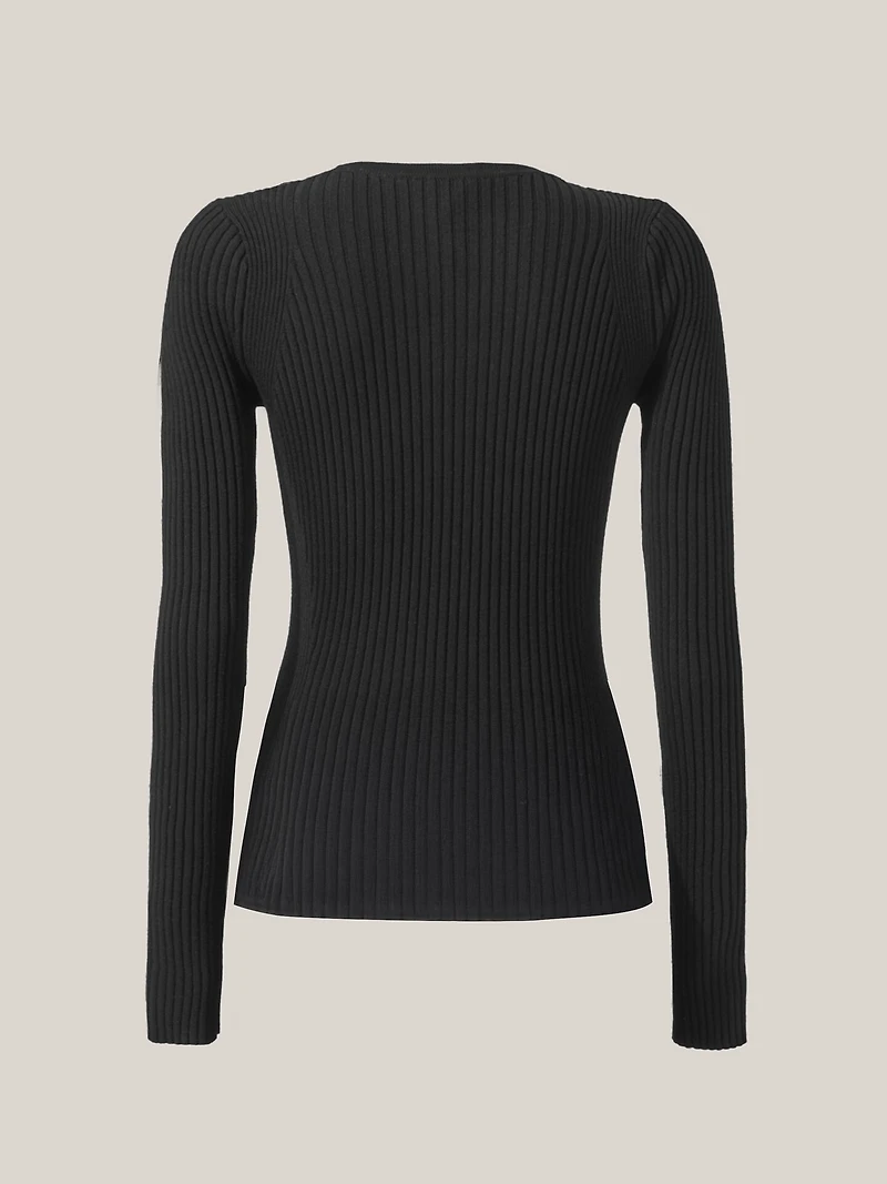 Fine Merino Rib Top Long Sleeves