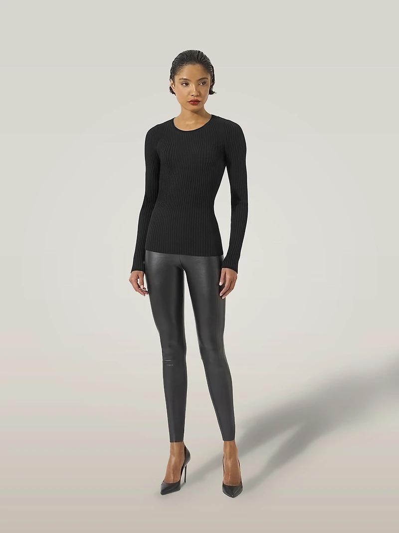 Fine Merino Rib Top Long Sleeves