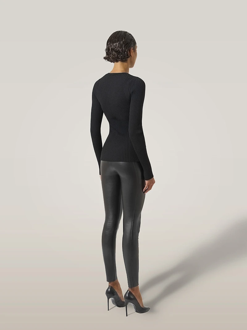 Fine Merino Rib Top Long Sleeves
