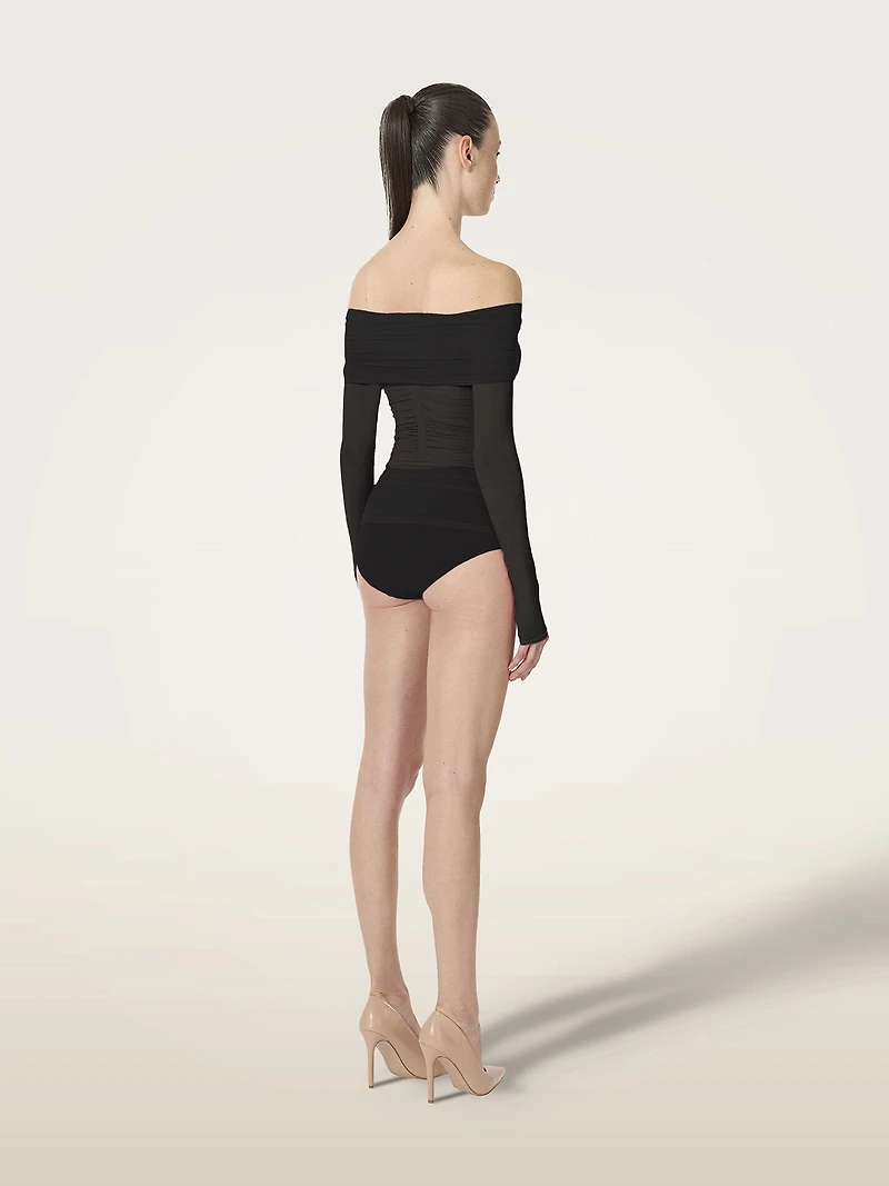 Sheer Drape Top Long Sleeves