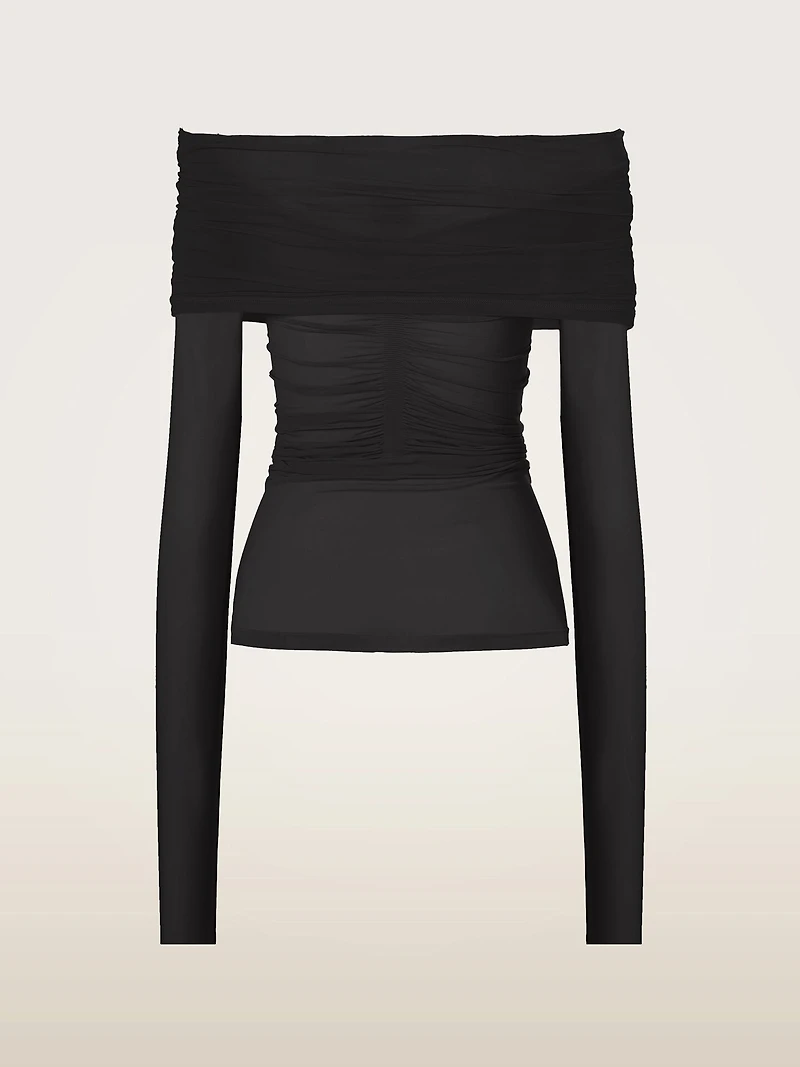 Sheer Drape Top Long Sleeves