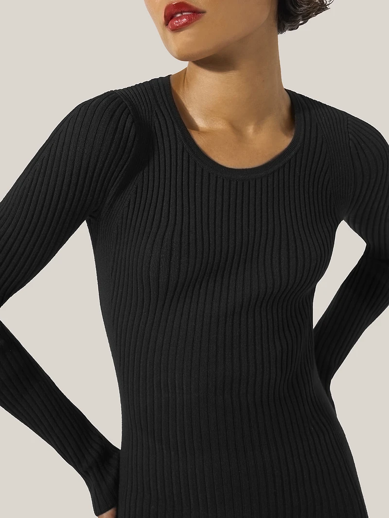 Fine Merino Rib Top Long Sleeves