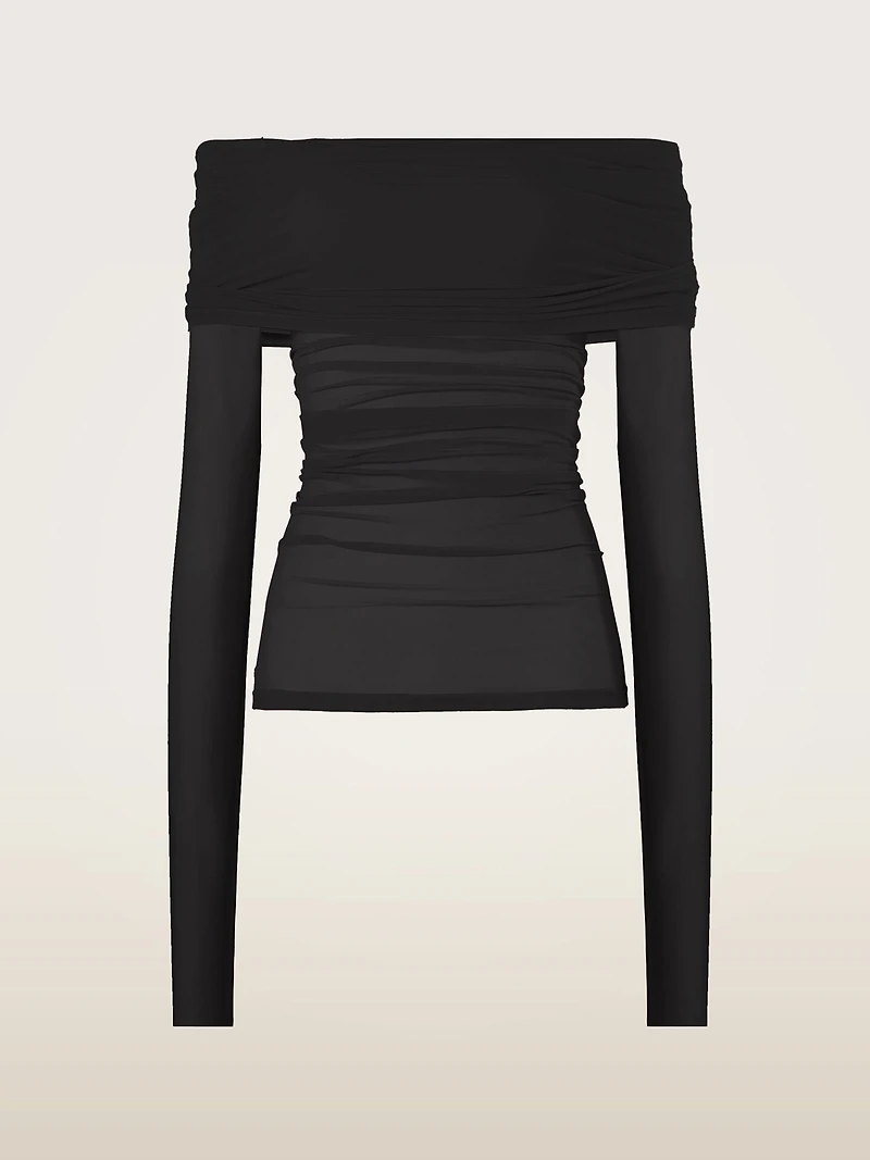 Sheer Drape Top Long Sleeves