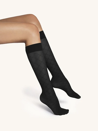 Sheer Pattern Knee-Highs