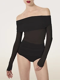 Sheer Drape Top Long Sleeves
