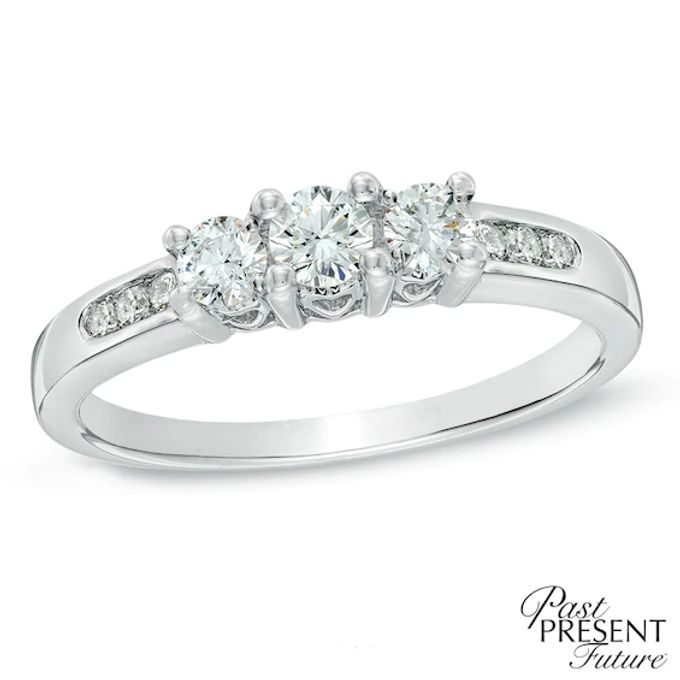 1/2 CT. T.w. Diamond Past Present FutureÂ® Ring in 14K White Gold