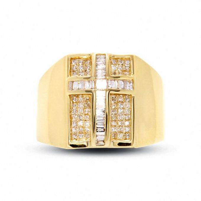 Men's 1 CT. T.w. Diamond Cross Ring in 10K Gold