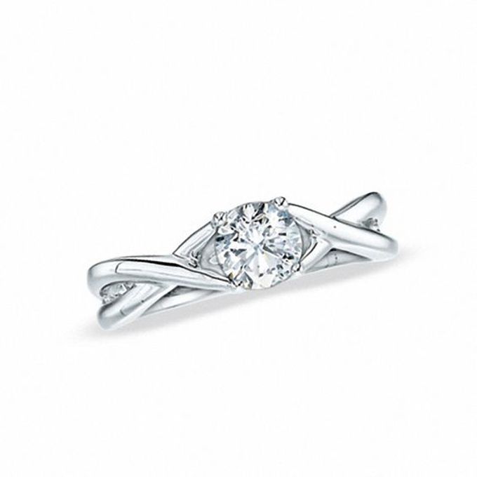 1 CT. T.w. Diamond Solitaire Twist Engagement Ring in 14K White Gold