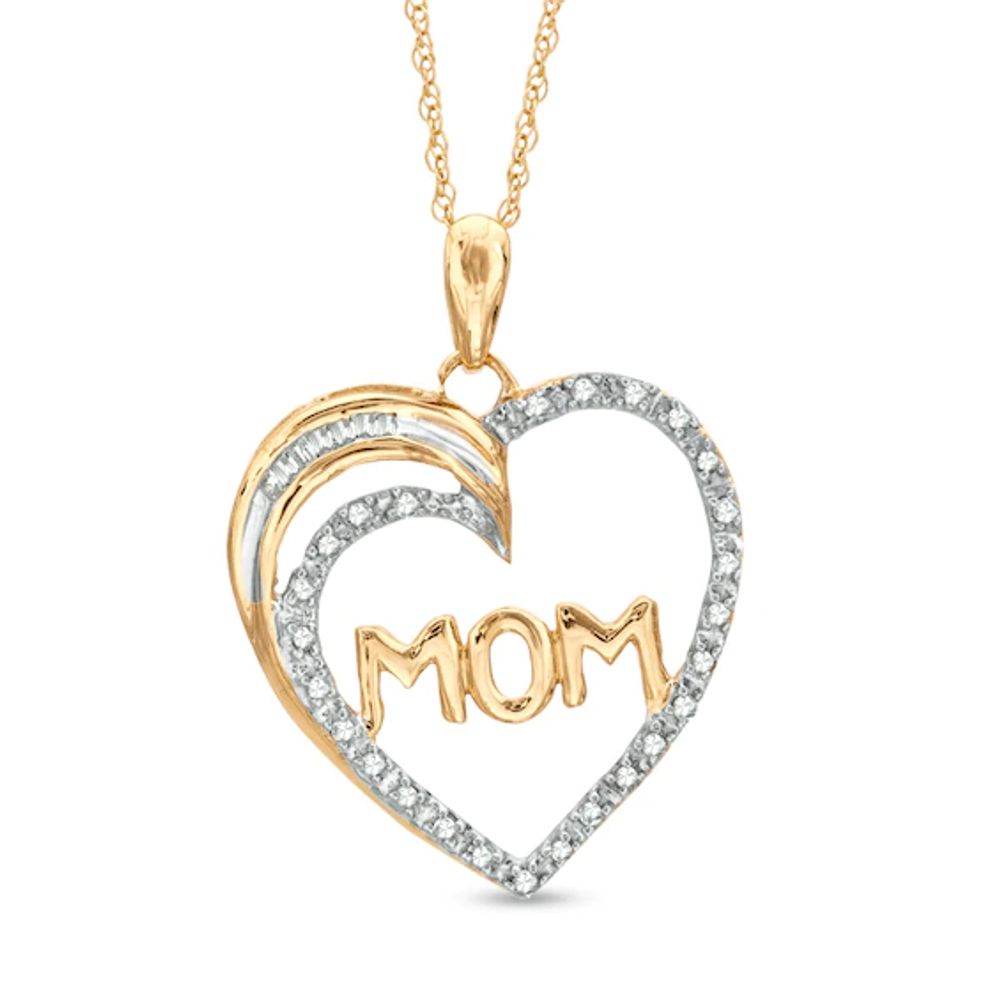 1/10 CT. T.w. Diamond Mom Heart Pendant in 10K Gold