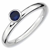 Stackable Expressionsâ¢ 4.0mm Lab-Created Blue Sapphire Solitaire High Profile Ring in Sterling Silver