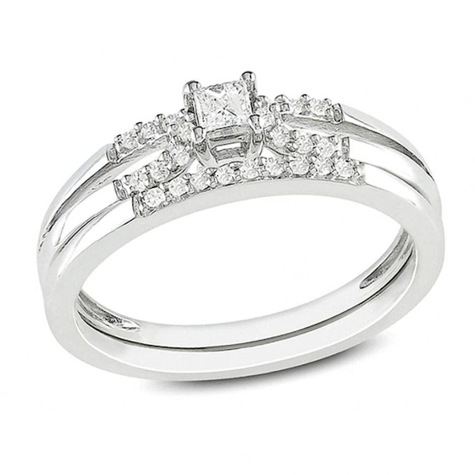 1/5 CT. T.w. Princess-Cut Diamond Bridal Set in Sterling Silver