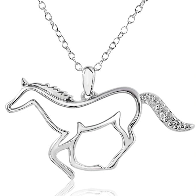 1/20 CT. T.w. Diamond Galloping Horse Pendant in Sterling Silver