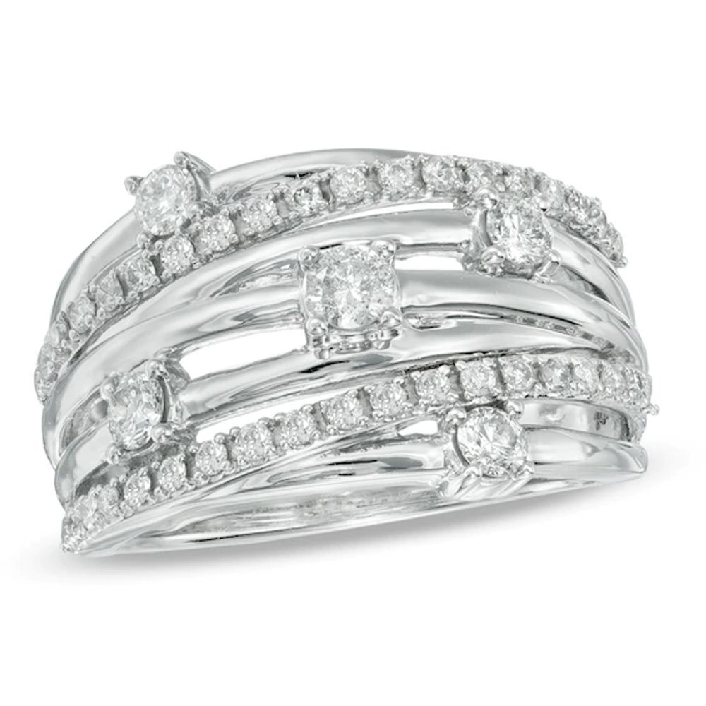 3/4 CT. T.w. Diamond Layered Orbit Ring in 10K White Gold