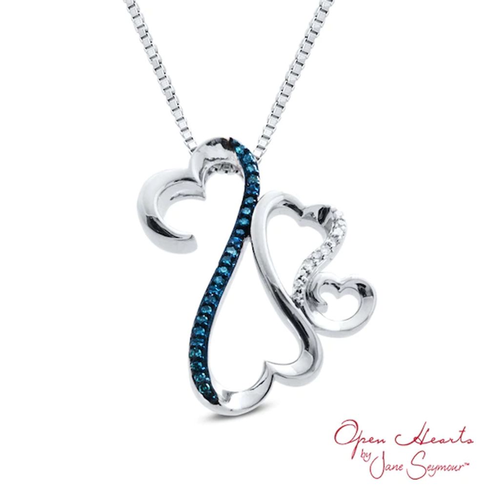 Open Hearts Family by Jane Seymourâ¢ Diamond Accent Triple Motherly Love Pendant in Sterling Silver