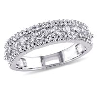 1/2 CT. T.w. Princess-Cut and Round Diamond Multi-Row Band in 10K White Gold