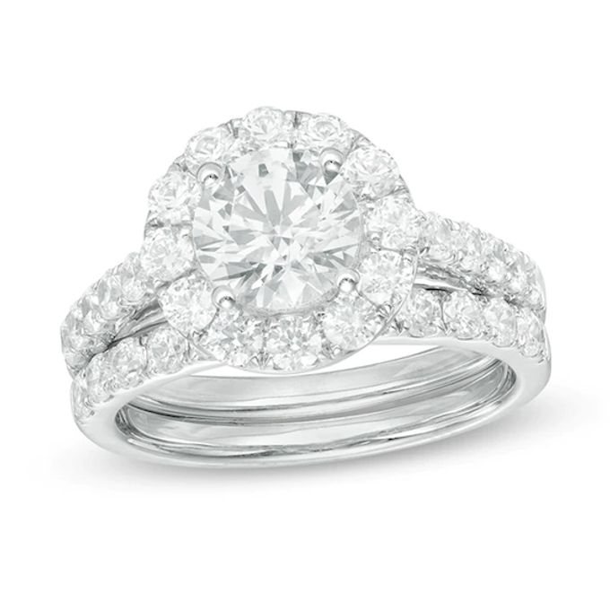 Celebration Ideal 2-1/2 CT. T.w. Certified Diamond Frame Bridal Set in 14K White Gold (I/I1)