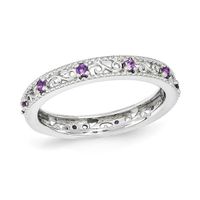 Stackable Expressionsâ¢ Amethyst Filigree Eternity Style Ring Sterling Silver