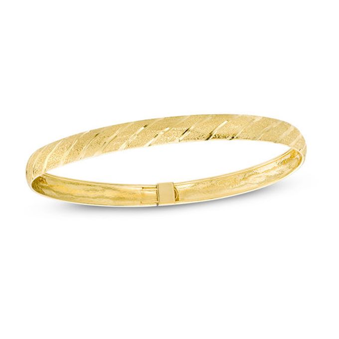 6.0mm Multi-Texture Bangle in 10K Gold - 7.5"