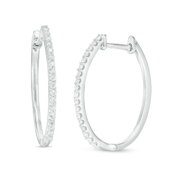 1/ CT. T.w. Diamond Hoop Earrings in Sterling Silver
