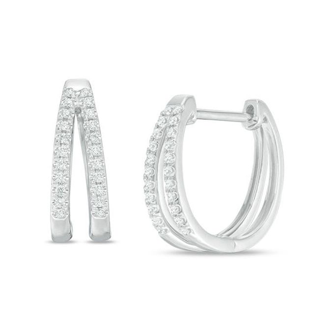 1/8 CT. T.w. Diamond Split Hoop Earrings in 10K White Gold
