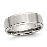 Men's 7.0mm Ridge Edge Comfort Fit Wedding Band in Stainless Steel