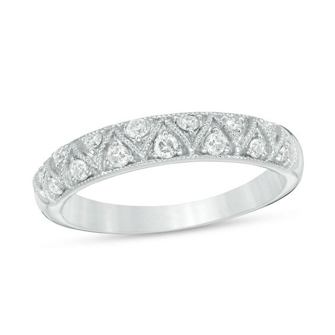 1/4 CT. T.w. Certified Diamond Zig-Zag Vintage-Style Anniversary Band in 14K White Gold (I/I1)