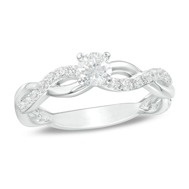 1 CT. T.w. Diamond Twist Engagement Ring in 14K White Gold