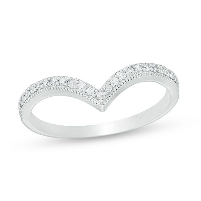 1/6 CT. T.w. Diamond Chevron Vintage-Style Anniversary Band in 10K White Gold